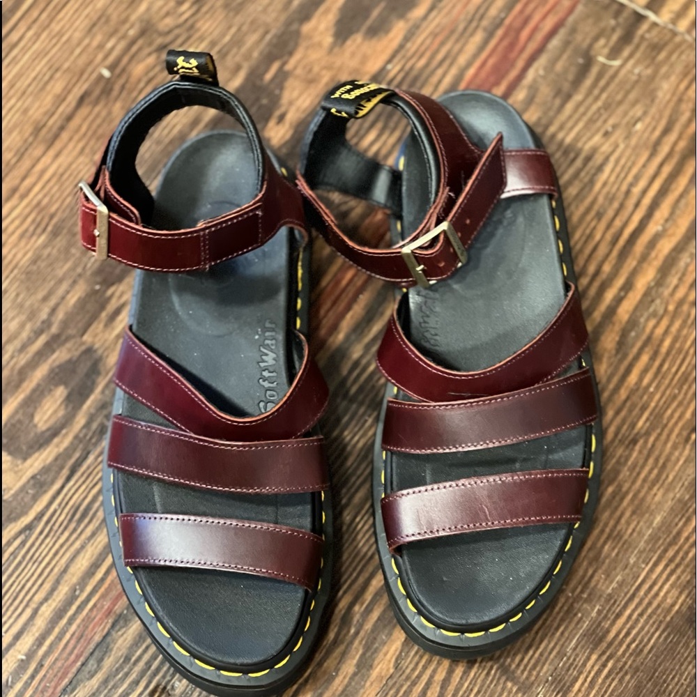 Dr. Martens Cherry Burgundy Sandals sized 10. Never worn.